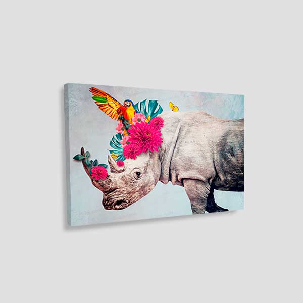 cuadro decorativo de rino en canvas
